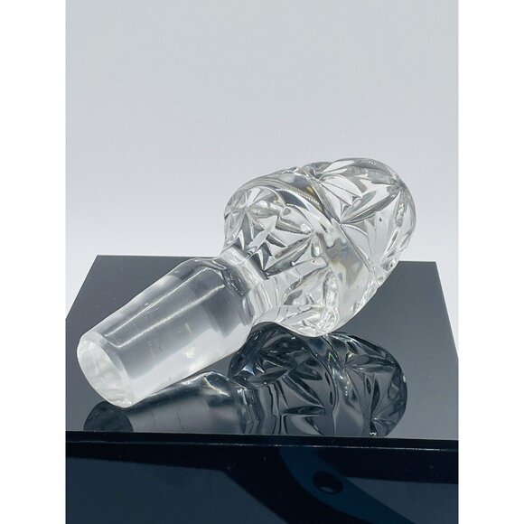 Vtg Clear Pressed Crystal Bottle Decanter Stopper ONLY 4.5” Long Heavy - Picture 1 of 6